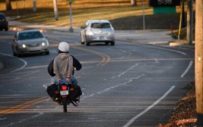 Early evening ride. Only enough helmets for one.